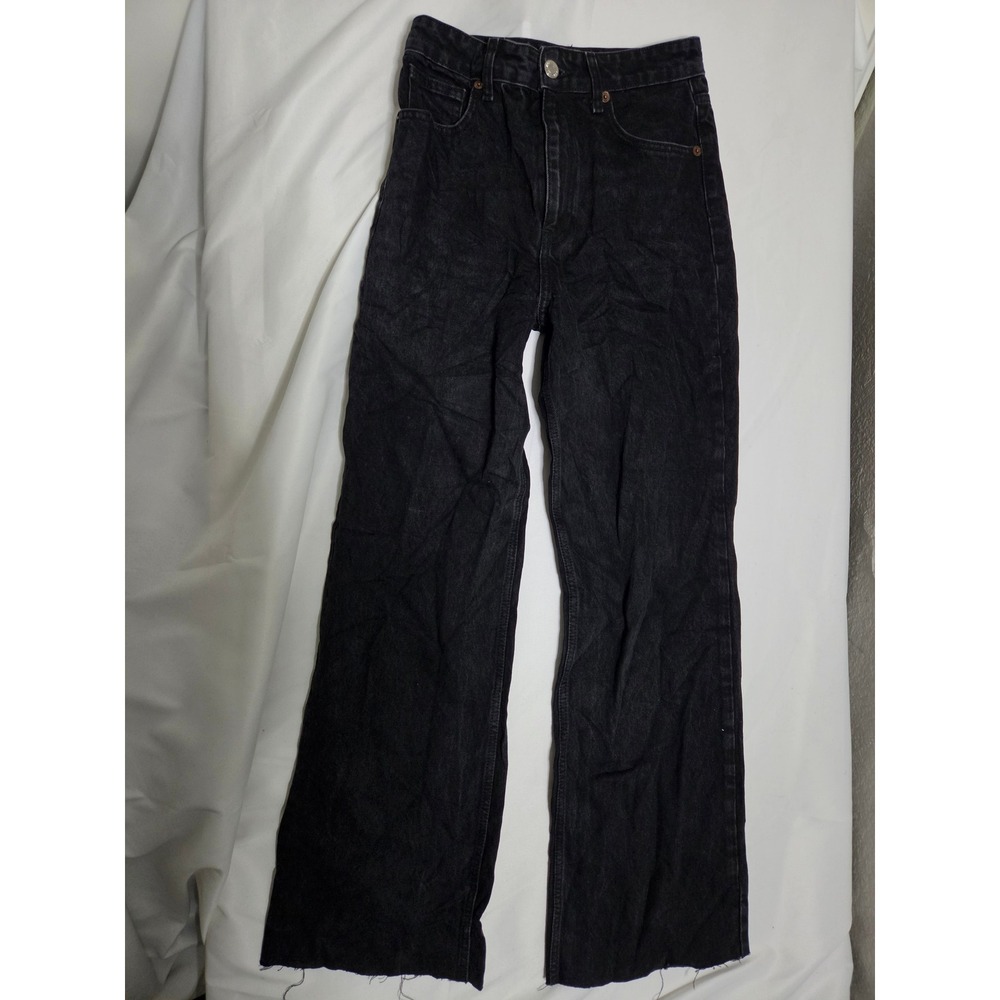 Zara Jeans Womens Black Dark Wash Straight High Rise Straight Leg
